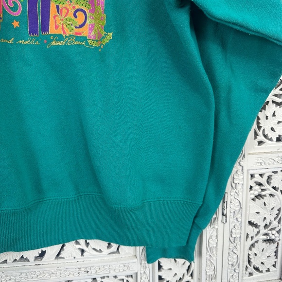 Vtg Laurel Burch Noel And Noella Graphic Cat Teal Green Sweatshirt Sz Large - Picture 6 of 11